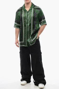 Discount Camicia Bowling BANDANA in Satin Uomo Camicie
