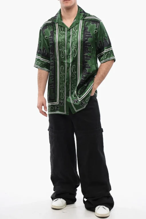Discount Camicia Bowling BANDANA in Satin Uomo Camicie