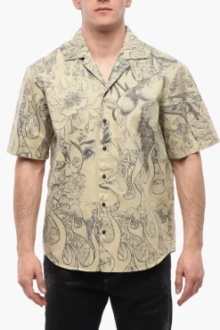 Online Camicia Bowling con Stampa Floreale Uomo Camicie