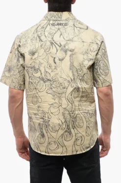 Online Camicia Bowling con Stampa Floreale Uomo Camicie
