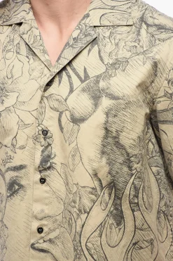 Online Camicia Bowling con Stampa Floreale Uomo Camicie