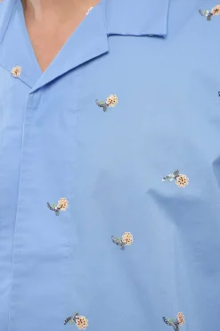 Discount Camicia Bowlling in Misto Cotone con Ricami Paillettati Uomo Camicie