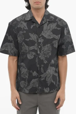 Camicia Boxy Fit a Motivo Floreale con Abbottonatura Nascosta>Neil Barrett Hot