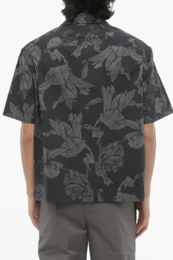 Camicia Boxy Fit a Motivo Floreale con Abbottonatura Nascosta>Neil Barrett Hot