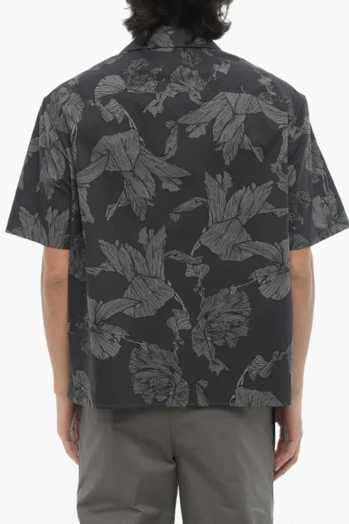 Camicia Boxy Fit a Motivo Floreale con Abbottonatura Nascosta>Neil Barrett Hot
