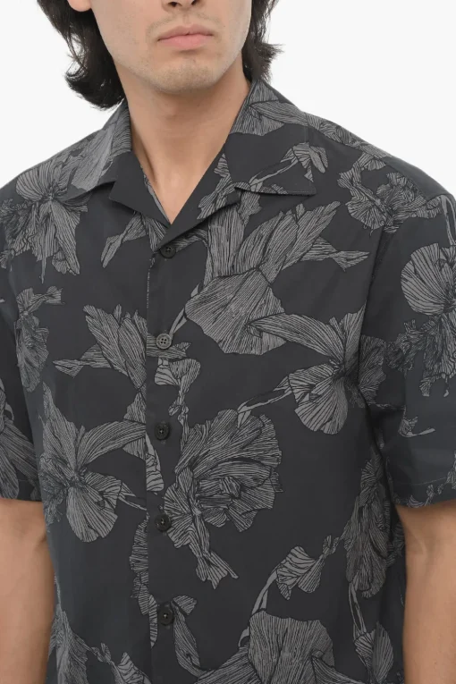 Camicia Boxy Fit a Motivo Floreale con Abbottonatura Nascosta>Neil Barrett Hot