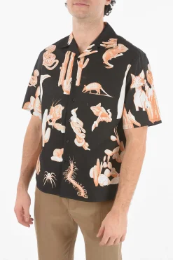 Clearance Camicia BURNING MAN a Maniche Corte con Collo Camp Uomo Camicie