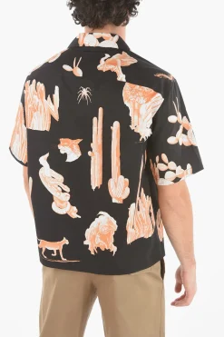 Clearance Camicia BURNING MAN a Maniche Corte con Collo Camp Uomo Camicie