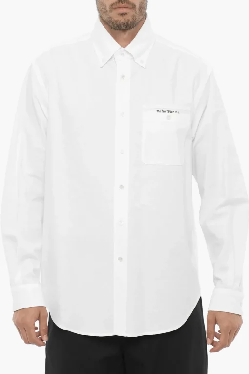 Discount Camicia Button Down in Cotone Piquet con Taschino Uomo Camicie
