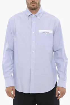 Hot Camicia Button Down in Cotone Piquet con Taschino Uomo Camicie