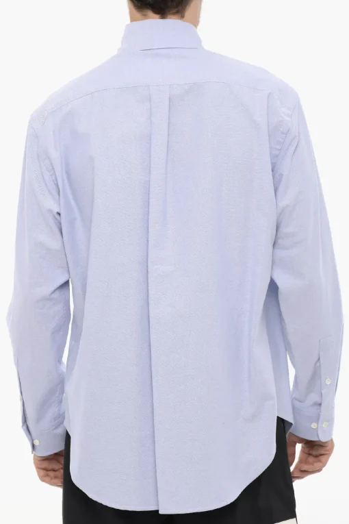 Hot Camicia Button Down in Cotone Piquet con Taschino Uomo Camicie