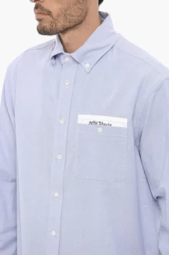 Hot Camicia Button Down in Cotone Piquet con Taschino Uomo Camicie