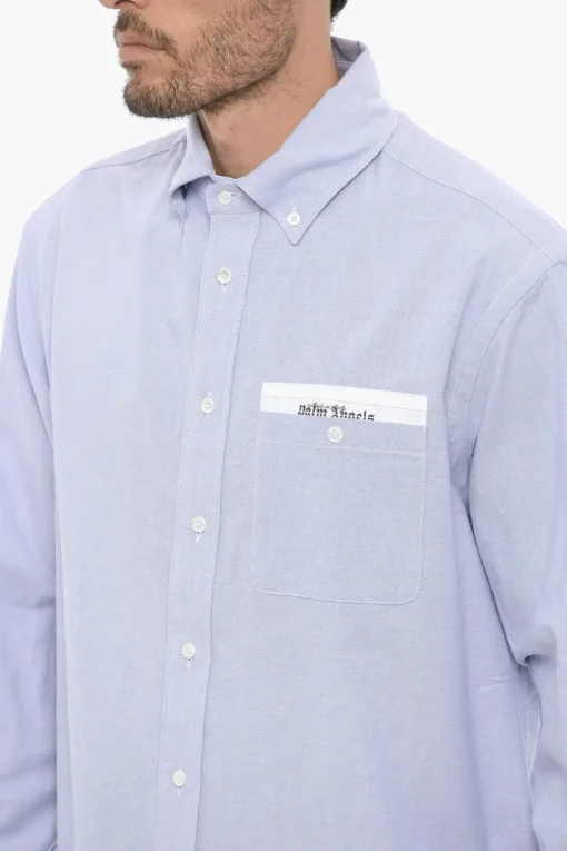 Hot Camicia Button Down in Cotone Piquet con Taschino Uomo Camicie