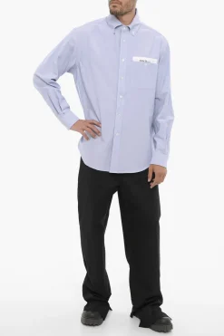 Hot Camicia Button Down in Cotone Piquet con Taschino Uomo Camicie