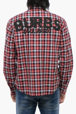 Camicia CANANDIAN BURBS A Quadri Con Stampa Logo>Dsquared2 Discount