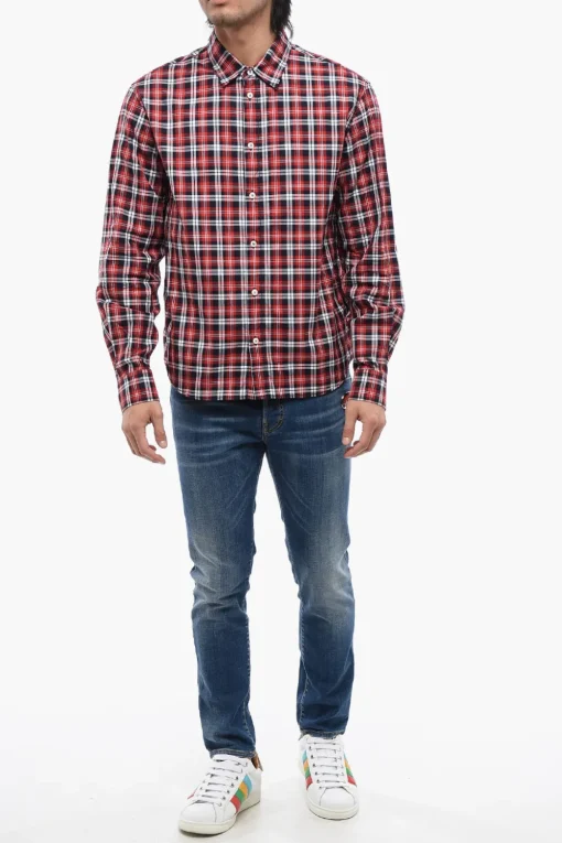 Camicia CANANDIAN BURBS A Quadri Con Stampa Logo>Dsquared2 Discount