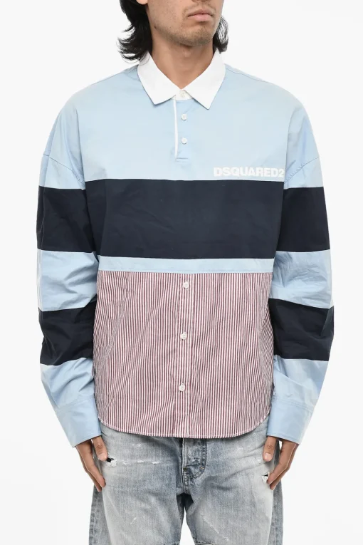 Online Camicia Casual a 3 Bottoni con Fondo a Righe Uomo Camicie