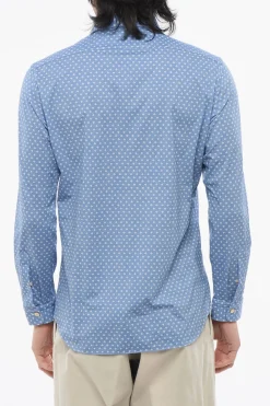 Clearance Camicia Casual a Fantasia Geometrica con Collo Francese Uomo Camicie