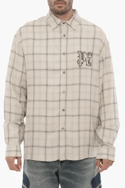 Clearance Camicia Casual a Quadri con Monogram in Rilievo Uomo Camicie