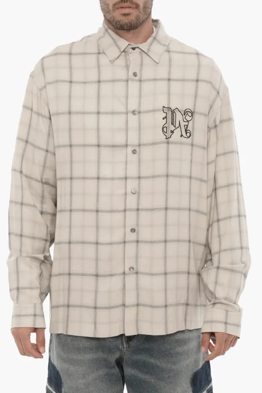 Clearance Camicia Casual a Quadri con Monogram in Rilievo Uomo Camicie