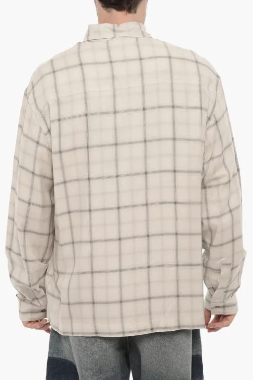 Clearance Camicia Casual a Quadri con Monogram in Rilievo Uomo Camicie