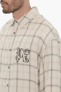 Clearance Camicia Casual a Quadri con Monogram in Rilievo Uomo Camicie