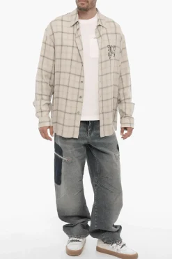 Clearance Camicia Casual a Quadri con Monogram in Rilievo Uomo Camicie