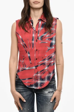 Camicia Casual a Quadri Senza Maniche>Dsquared2 Discount
