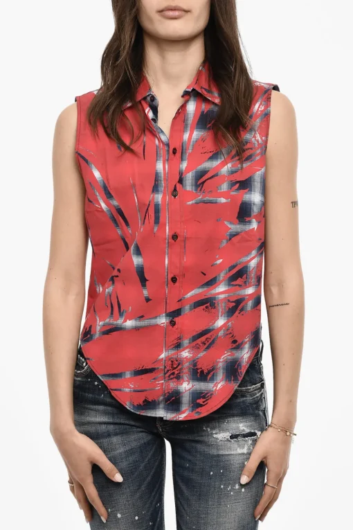 Camicia Casual a Quadri Senza Maniche>Dsquared2 Discount