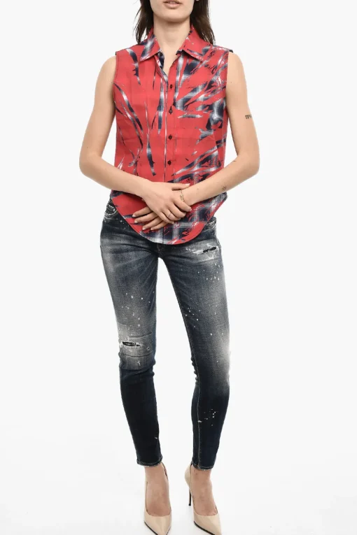 Camicia Casual a Quadri Senza Maniche>Dsquared2 Discount
