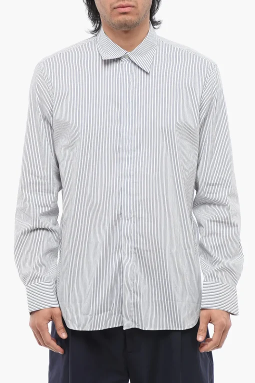 Camicia Casual a Righe Awning con Abbottonatura Nascosta>PT01 Clearance