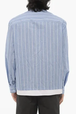 New Camicia Casual Boxy fIt A righe in Cotone Uomo Camicie