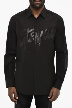 Sale Camicia Casual in Cotone con Dettagli Glitter Uomo Camicie