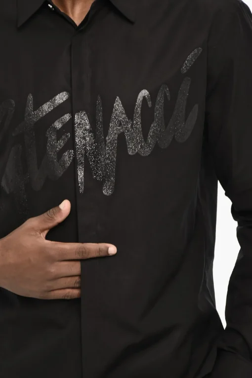 Sale Camicia Casual in Cotone con Dettagli Glitter Uomo Camicie