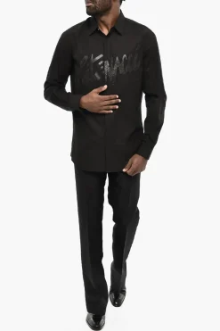 Sale Camicia Casual in Cotone con Dettagli Glitter Uomo Camicie
