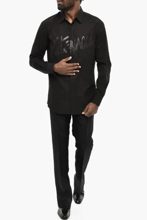 Sale Camicia Casual in Cotone con Dettagli Glitter Uomo Camicie