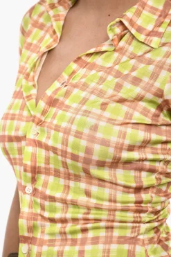 New Camicia Casual Slim Fit a Quadri Donna Camicie