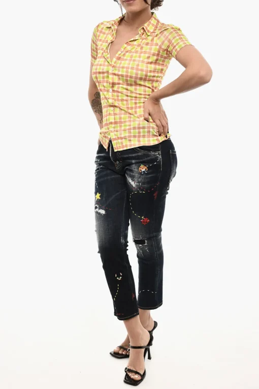 New Camicia Casual Slim Fit a Quadri Donna Camicie