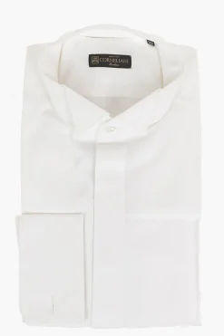 Camicia Cerimonia in Twill di Cotone con Collo Diplomatico>Corneliani New