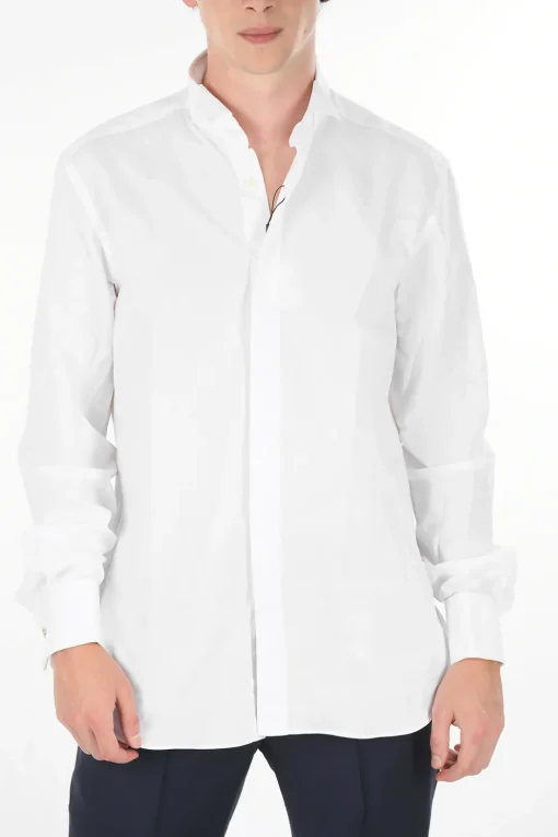 Camicia Cerimonia in Twill di Cotone con Collo Diplomatico>Corneliani New