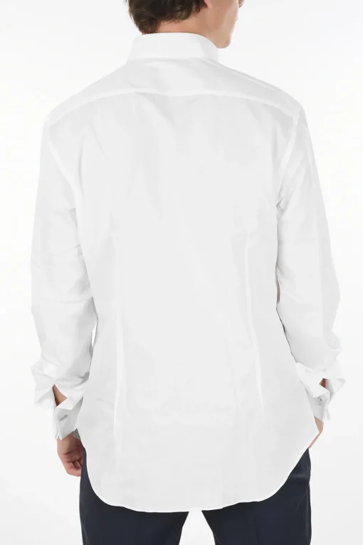Camicia Cerimonia in Twill di Cotone con Collo Diplomatico>Corneliani New