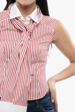 Camicia Crop a Righe Awning con Dettaglio Knotted></noscript>Dsquared2 Fashion