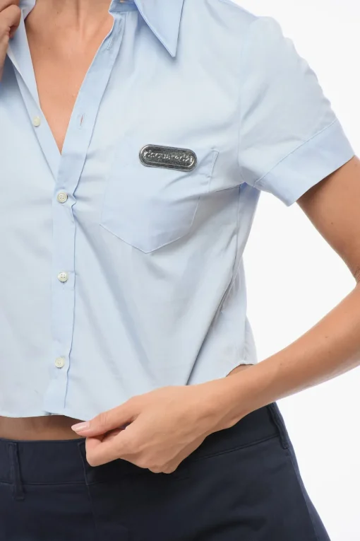 Camicia Crop con Collo Button Down>Dsquared2 Outlet