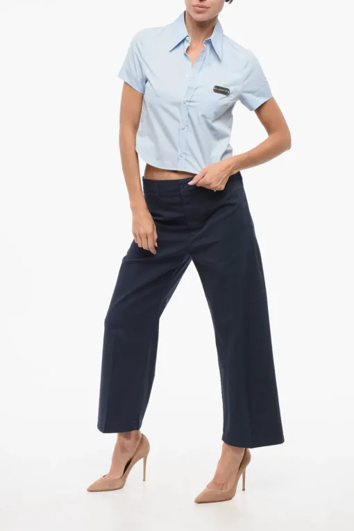 Camicia Crop con Collo Button Down>Dsquared2 Outlet