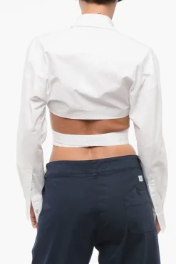 Camicia Crop in Cotone con Dettaglio Lace-up>Alaia Sale
