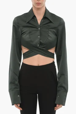 Camicia Crop in Raso con Dettaglio da Avvolgere>Ambush Clearance