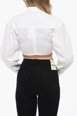 Sale Camicia Crop PLIDAO in Cotone Stretch Donna Camicie