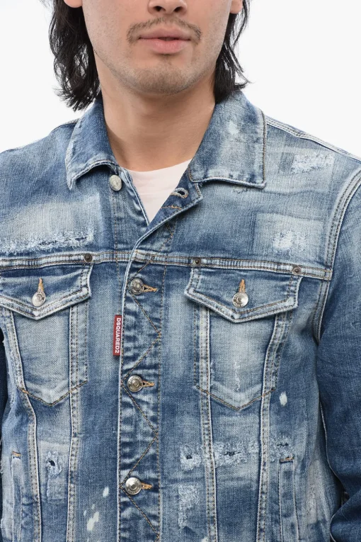 Camicia DAN JEAN in Denim Distressed>Dsquared2 Hot