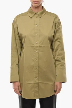 Clearance Camicia DIVINA Oversize in Misto Cotone con Spacchi Laterali Donna Camicie