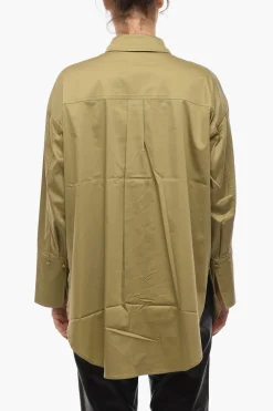 Clearance Camicia DIVINA Oversize in Misto Cotone con Spacchi Laterali Donna Camicie